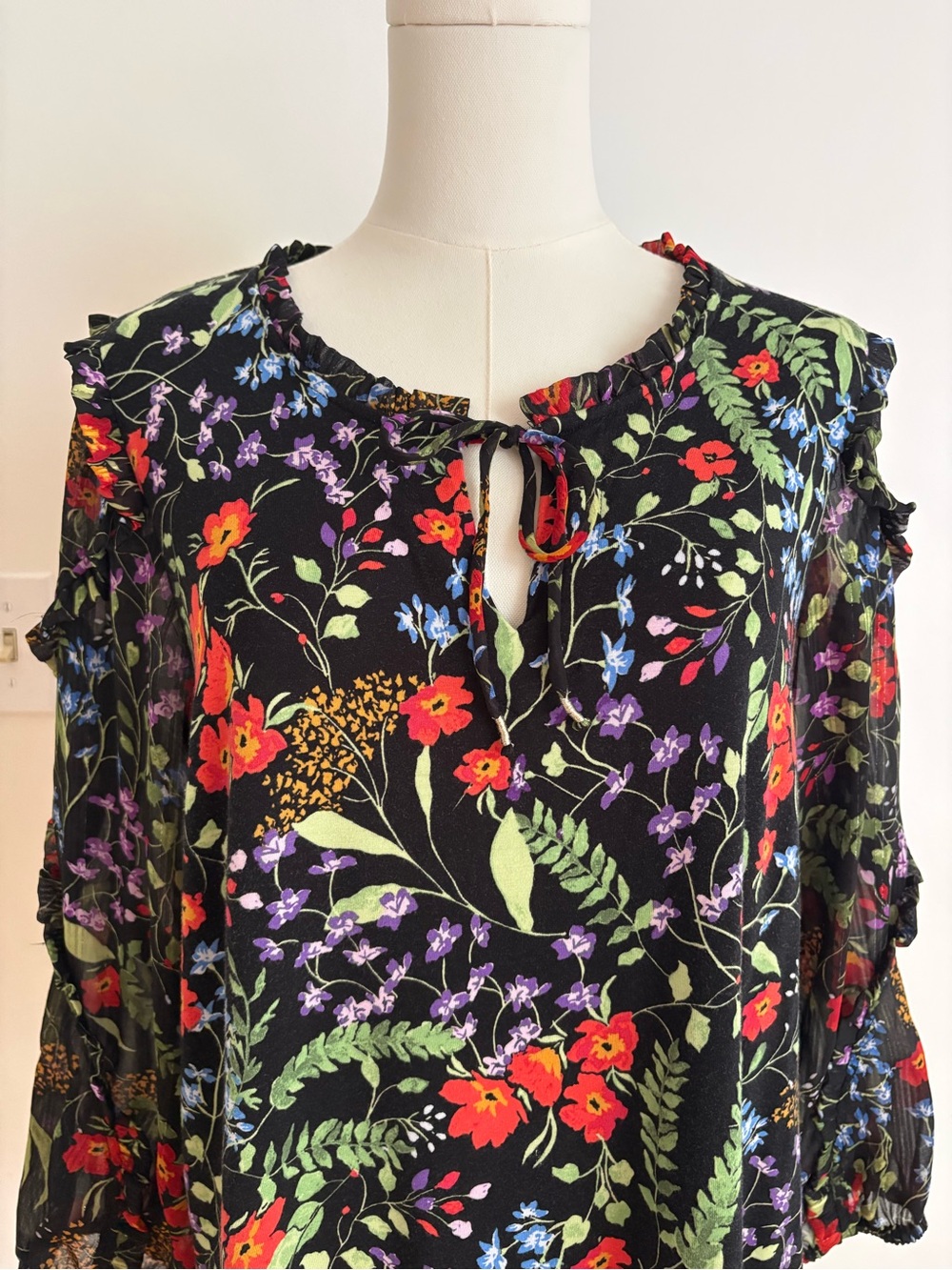 Anthropologie Maeve Floral Blouse with Sheer Gathered Sleeves - Picture 16 of 16